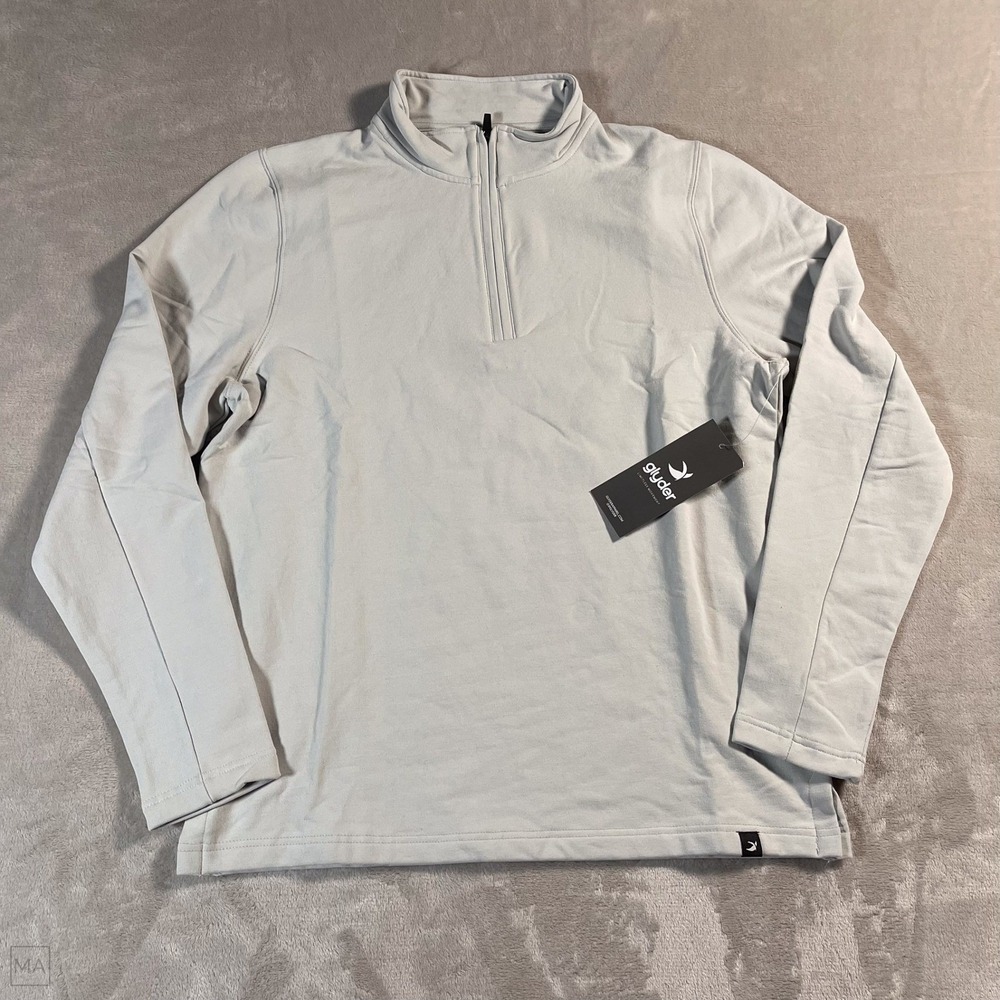 NEW‎ Glyder Men's Sweater Vertex Quarter Zip Pullover Terrasof Fleece S Ash Grey